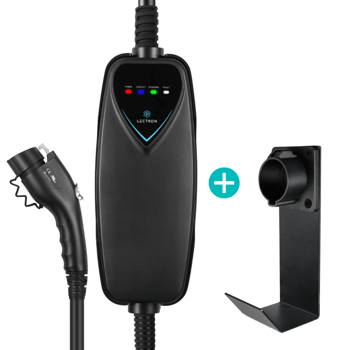 Lectron Portable Level 2 J1772 EV Charger + Charger Handle Dock and J-Hook | 240V | 40 Amp | NEMA 14-50