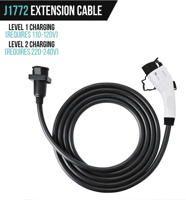 Lectron Portable Level 1 J1772 EV Charger + 40 ft J1772 EV Extension Cord Bundle | 110V | 15 Amp | NEMA 5-15