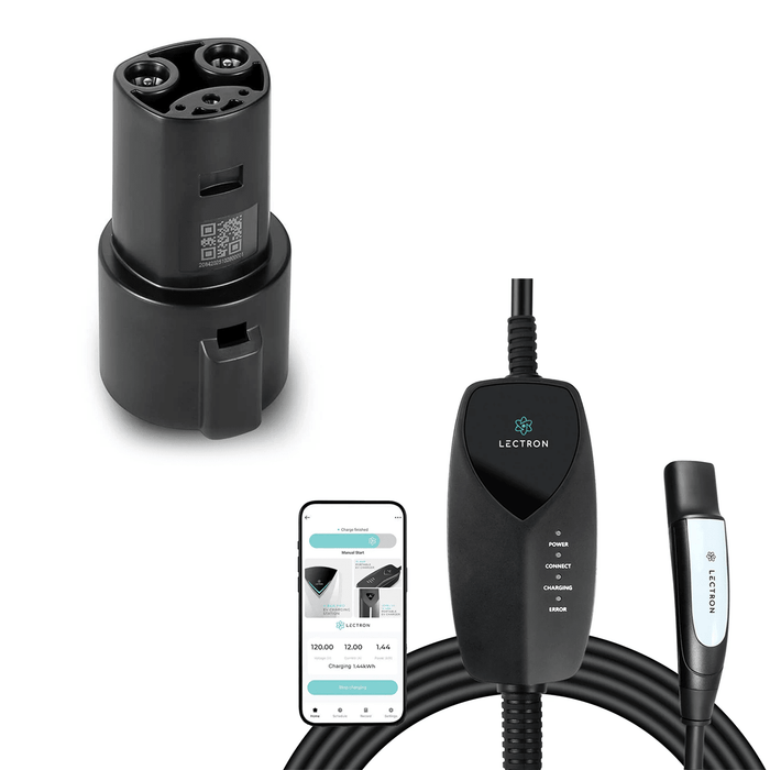 Lectron Portable Level 1 Tesla EV Charger (WiFi) with App Control (12A / 120V) + J1772 to Tesla (NACS) Adapter (80A / 240V) Bundle