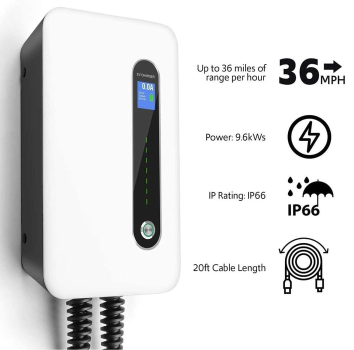 Lectron 240V 40 Amp Level 2 Electric Vehicle (EV) Charging Station with 20ft J1772 Cable & NEMA 14-50 Plug