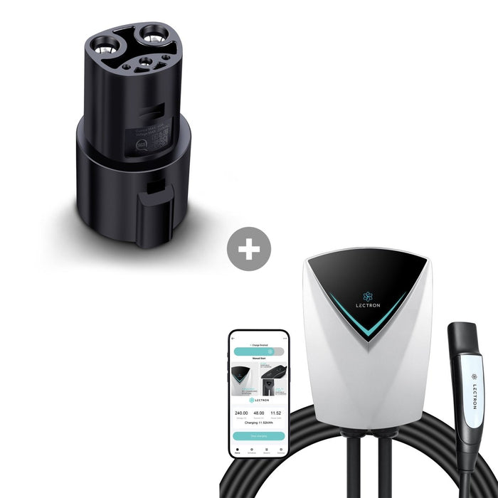 Lectron J1772 to Tesla EV Adapter (60A / 250V) + Level 2 NACS Tesla V-BOX Pro (48A / 240V / NEMA 14-50) WiFi App Version Bundle