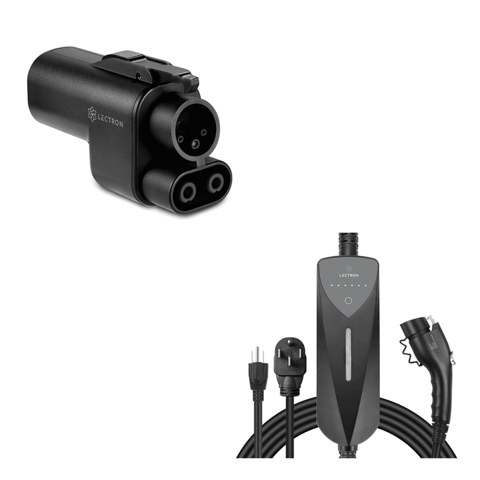 Lectron NACS to CCS Adapter with Interlock | 1000V | 500 Amp + Portable Level 1 & 2 J1772 EV Charger | 120V & 240V | 8-40 Amp | NEMA 5-15 & 14-50