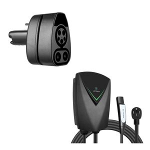 Tesla charging bundle featuring a 40A Level 2 Nexus EV charging station and CCS1 to NACS adapter for home and public charging.