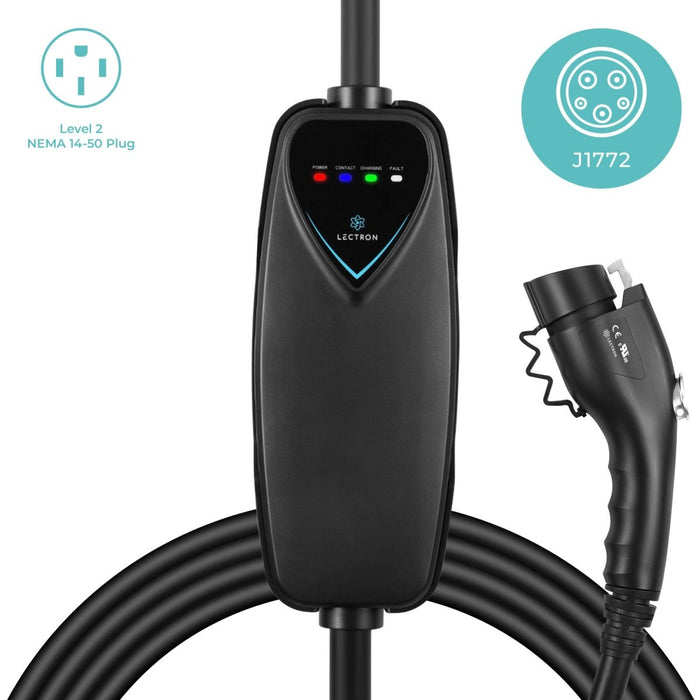 Lectron Portable Level 2 J1772 EV Charger | 240V | 40 Amp | NEMA 14-50 | 16 ft Cord | Standard / WiFi-Enabled