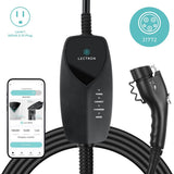 Lectron Level 1 J1772 EV charger for home charging, compatible with J1772 electric vehicles including BMW, Ford, Honda, Hyundai, Kia, Porsche, Nissan, and Chevrolet.