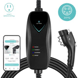 Lectron Level 1 EV charger 15A/1.8 kW, WiFi/app-enabled, J1772 compatible, safe, weather-resistant, and portable.