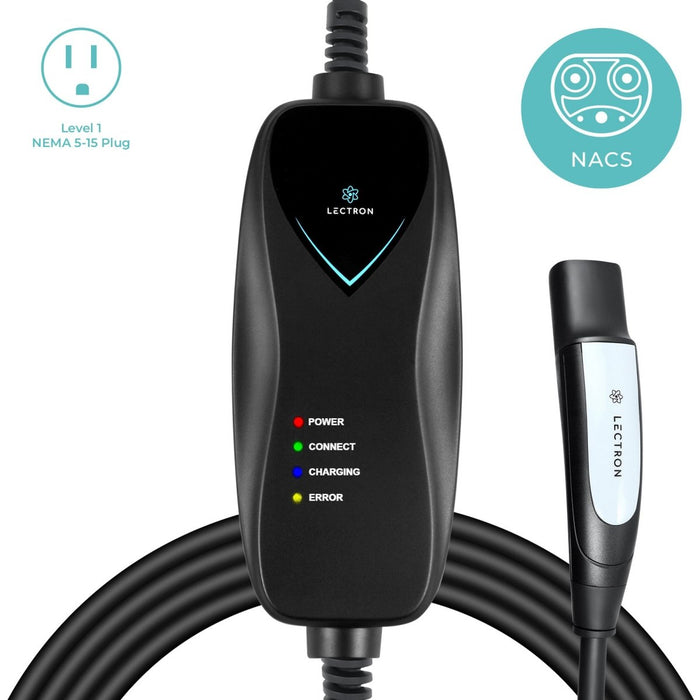 Lectron Portable Level 1 Tesla EV Charger | 120V | 15 Amp | NEMA 5-15 | Standard / WiFi-Enabled