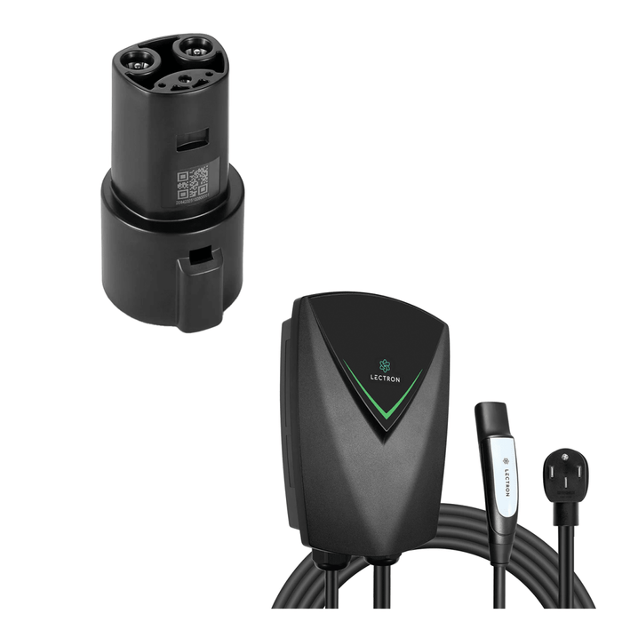 Tesla home charging station bundle with NEMA 14-50 charger and J1772 to Tesla adapter for home and public AC EV charging compatibility