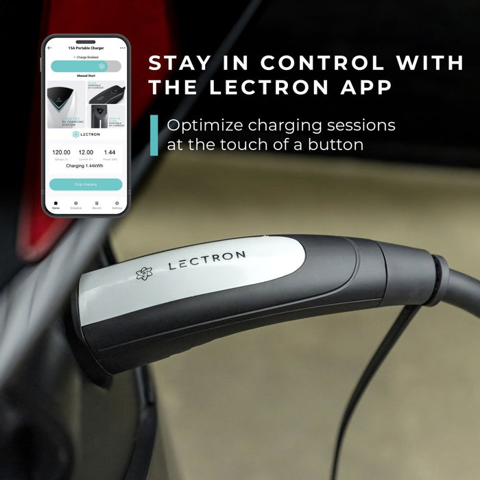 Lectron Portable Level 1 Tesla EV Charger (WiFi) with App Control |120V |12 Amp | NEMA 5-15 | 16 ft Cord