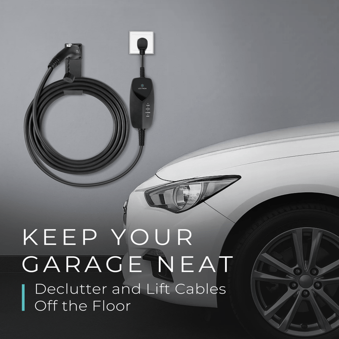 Lectron EV Charger Handle Dock and J-Hook for J1772 | Cord Organizer