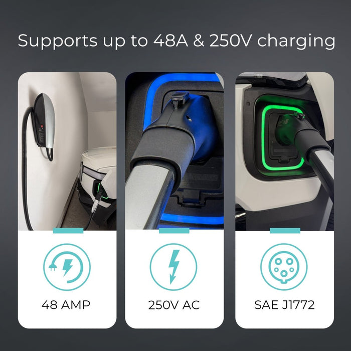 Lectron Portable Level 1 J1772 EV Charger (WiFi) + Tesla to J1772 EV Adapter | 120V | 12 Amp | NEMA 5-15 | 16 ft Cord