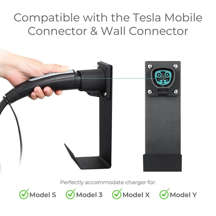 Lectron Tesla NACS EV Charger Nozzle Holster Dock & J-Hook | Cable Management