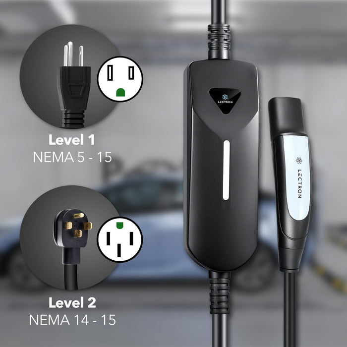 Lectron Portable Level 1 & 2 Tesla NACS  EV Charger | 110V & 240V | 12 & 40 Amp | NEMA 5-15 & 14-50