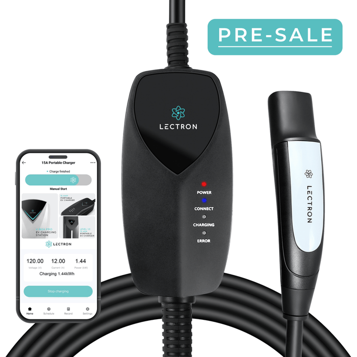 Lectron Portable Level 1 Tesla EV Charger (WiFi) with App Control |120V |12 Amp | NEMA 5-15 | 16 ft Cord