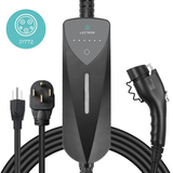 Lectron Portable Level 1/2 EV Charger, dual NEMA 5-15 & 14-50 plugs, 8–40 A, 20‑ft cable, J1772 compatible, ETL-certified, LED monitoring