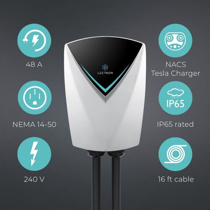 Lectron Home Level 2 NACS Tesla V-BOX Pro EV Charging Station | 240V | 48 Amp | NEMA 14-50 / Hardwired