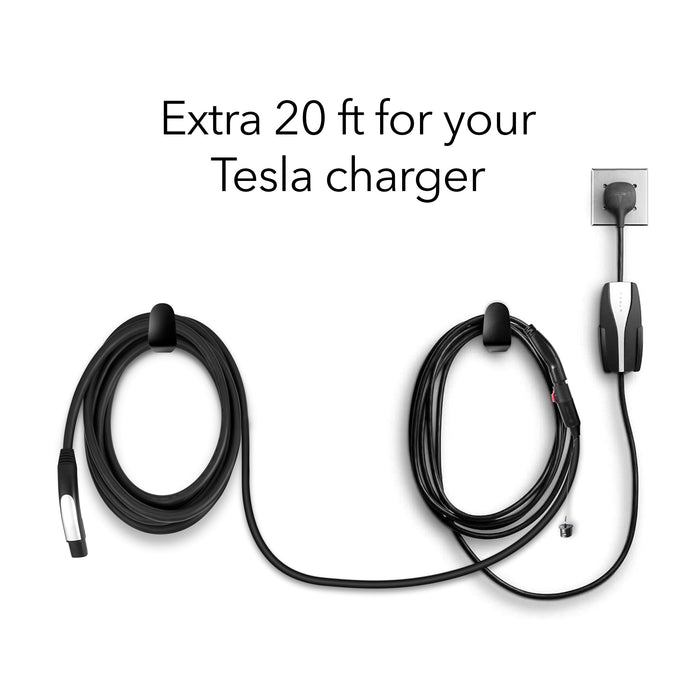 Tesla Charger Extension Cable 20 Feet (1 Pack, Black) | Lectron Lectron EV