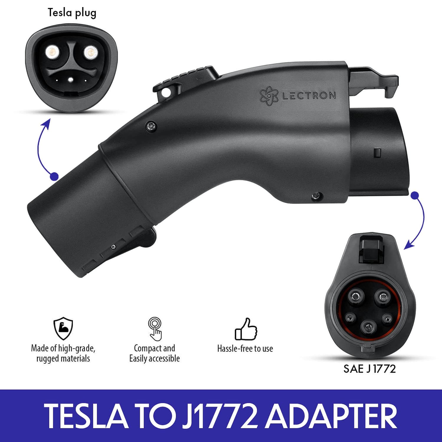 Tesla to J1772 Charging Adapter 48A (Black) l Lectron — Lectron EV
