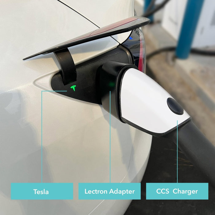 Lectron Portable Level 1 Tesla EV Charger + 300 Amp CCS to Tesla EV Charger Adapter Bundle | 110V | 15 Amp | NEMA 5-15 Lectron EV
