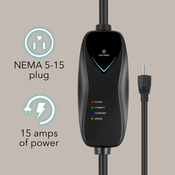 Lectron Portable Level 1 Tesla EV Charger + 300 Amp CCS to Tesla EV Charger Adapter Bundle | 110V | 15 Amp | NEMA 5-15