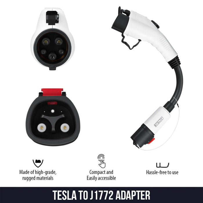 Lectron Portable Level 1 J1772 EV Charger + 40 Amp Tesla to J1772 EV Adapter Bundle | 110V | 16 Amp | NEMA 5-15