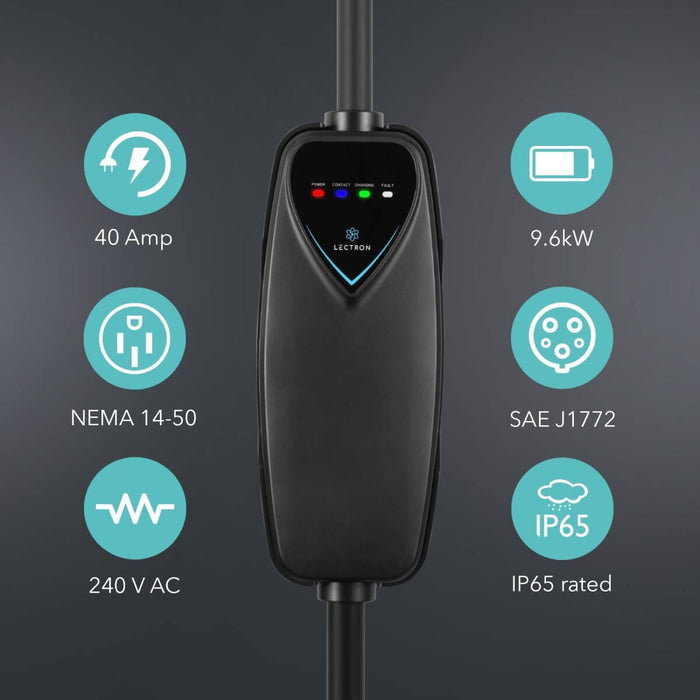 Level 2 EV Charger – J1772 Type 1, NEMA 14-50, 25ft Cable, 32A 7.6KW
