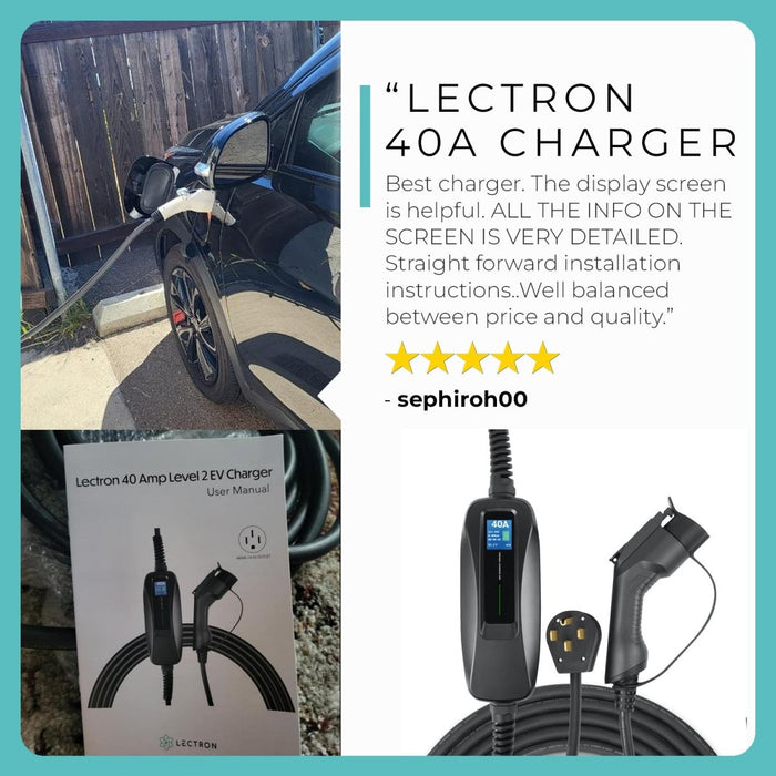 Portable Electric Car Charger Level 2 & 15ft Extension Cord